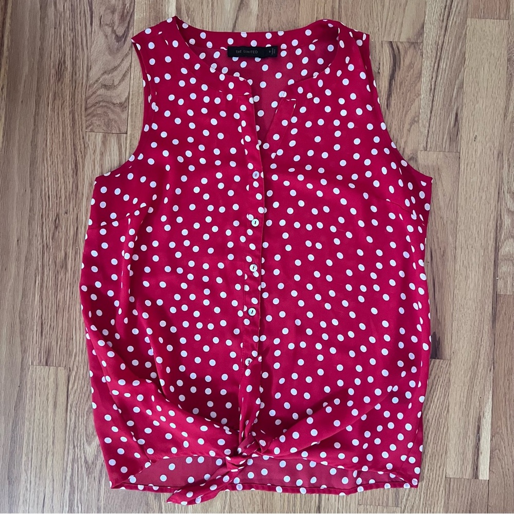 The Limited Red Polka Dot Sleeveless Blouse – Size Small